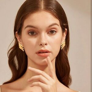 Gold Wing Stud Earrings
